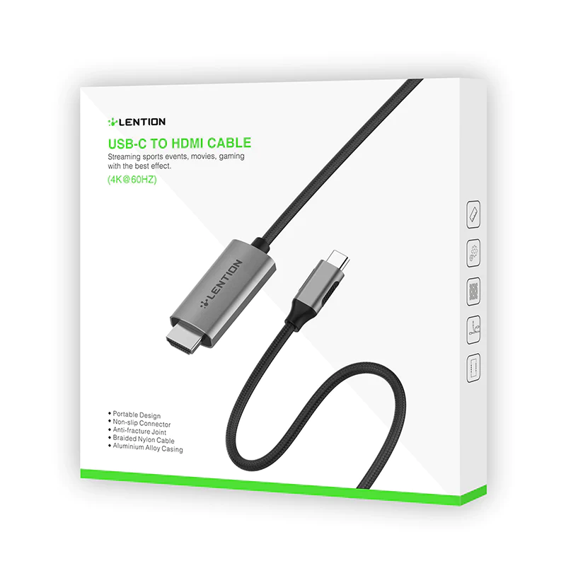 Cáp chuyển đổi Lention CU707H USB-C sang HDMI (4K60Hz) dài 1.8m