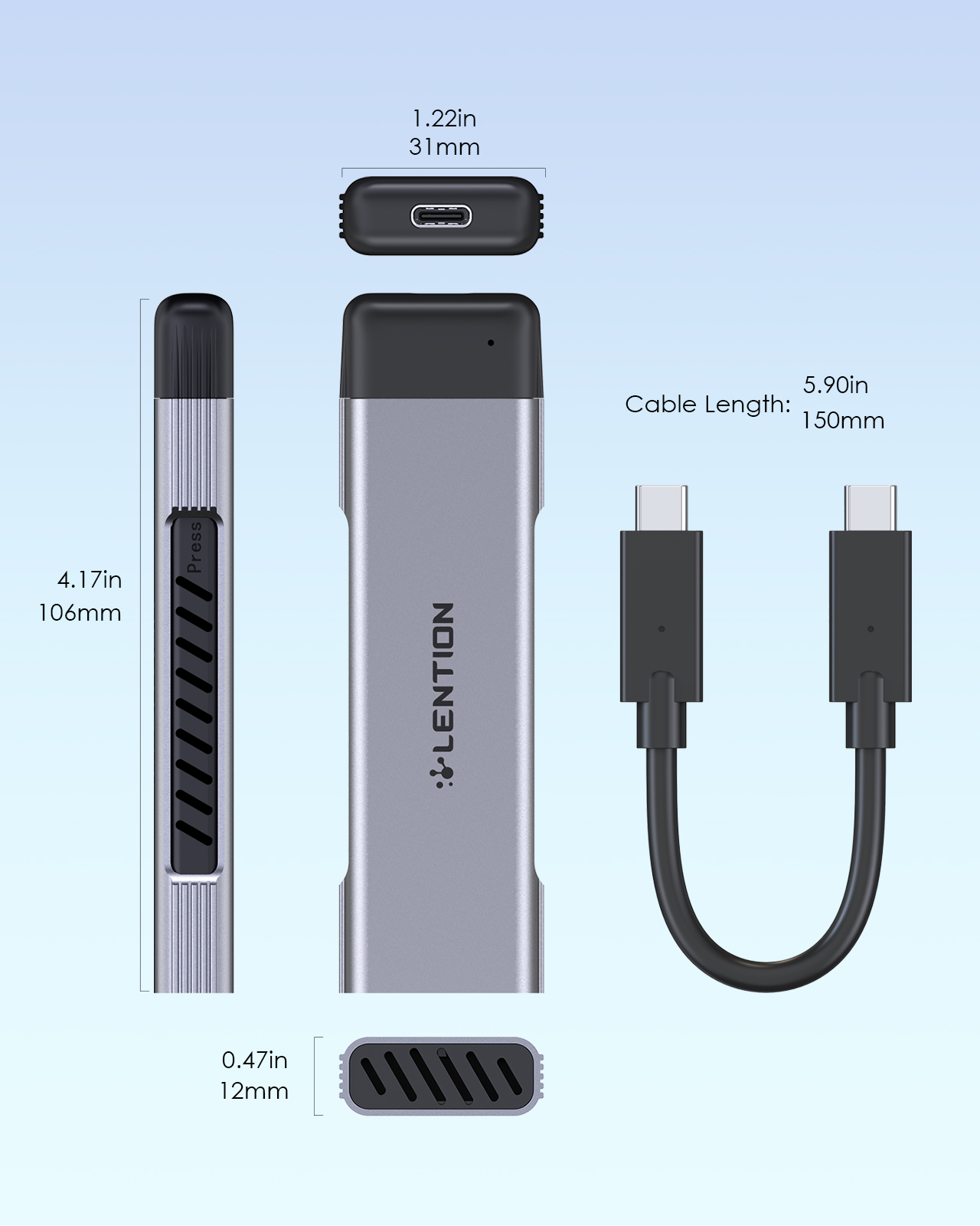 Box ổ cứng SSD M2 NVMe 0.15m Lention C9Elite