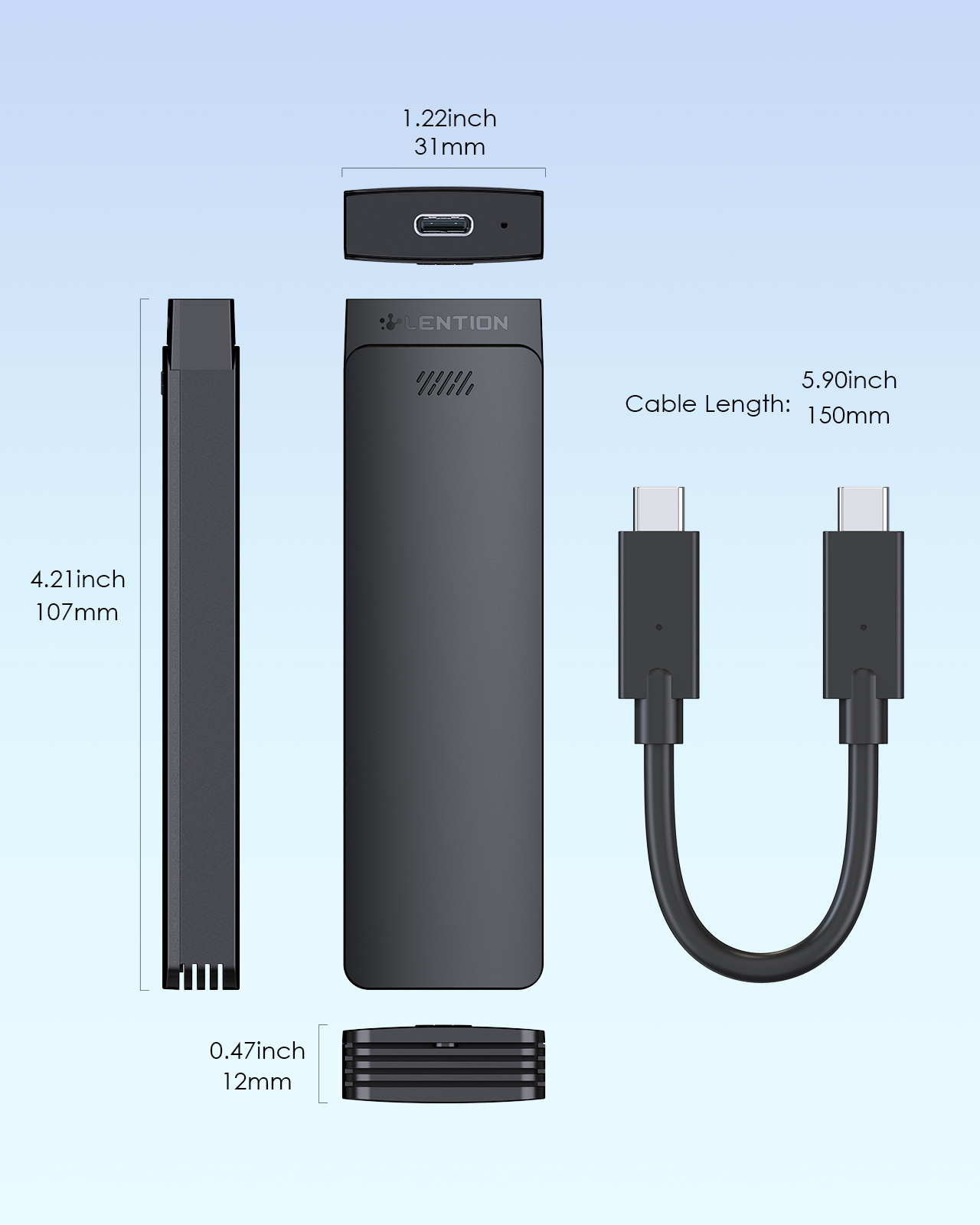 Box ổ cứng SSD M2 NVMe 0.15m Lention C9b