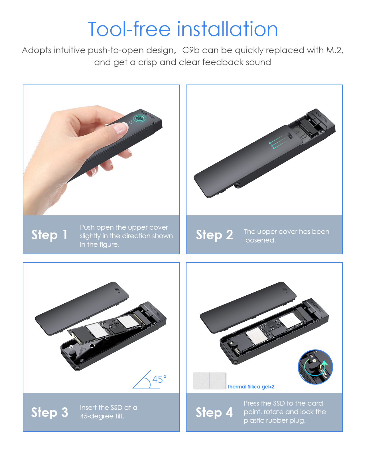 Box ổ cứng SSD M2 NVMe 0.15m Lention C9b