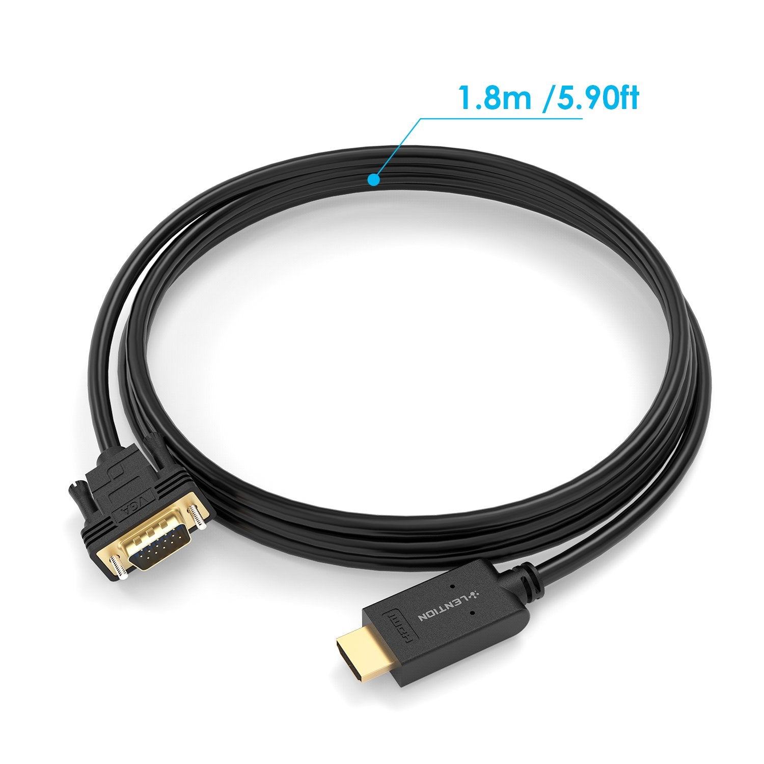 Cáp chuyển đổi HDMI to VGA (1.8M) Lention HV-1.8M