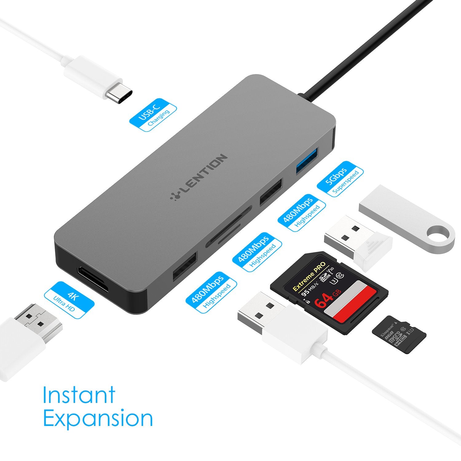 Bộ chuyển đổi USB-C 7 trong 1 Lention C17