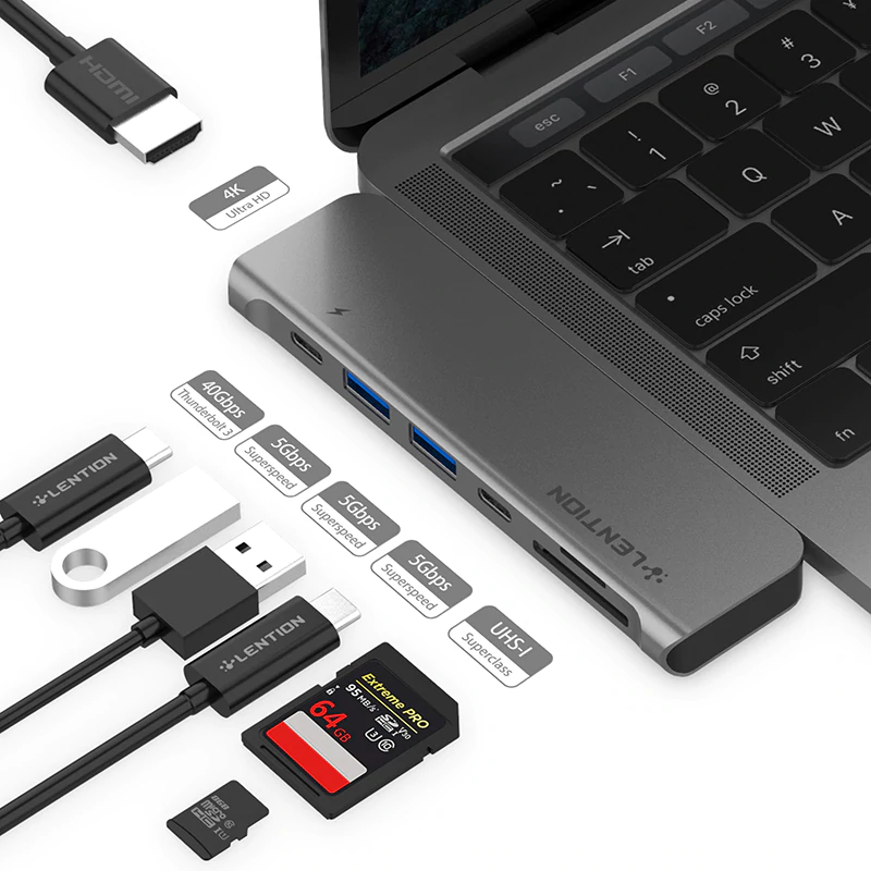 Bộ chuyển đổi USB-C 7 trong 1 Lention CS64THCR