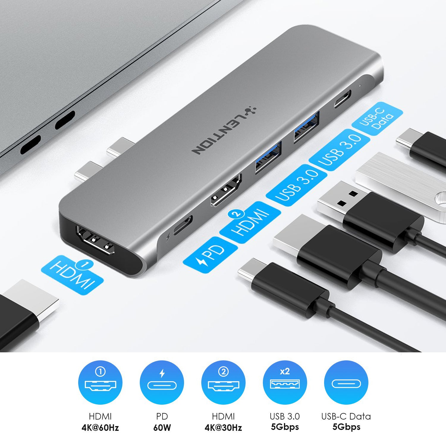 Bộ chuyển đổi USB-C 6 trong 1 Lention CS67H