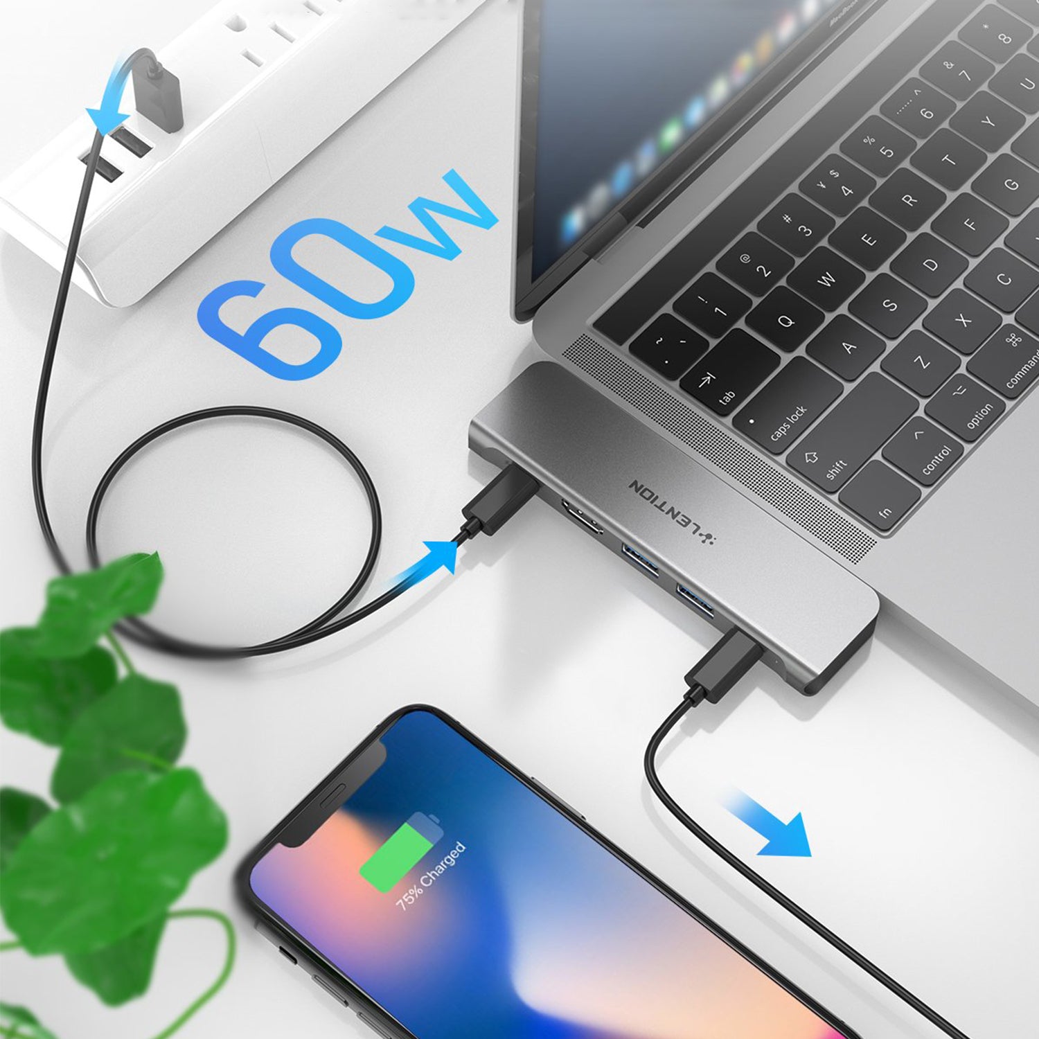 Bộ chuyển đổi USB-C 6 trong 1 Lention CS67H