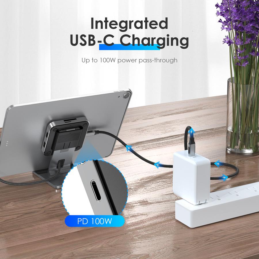 Bộ chuyển đổi USB-C 7 trong 1 Lention D42HACR có chân đế