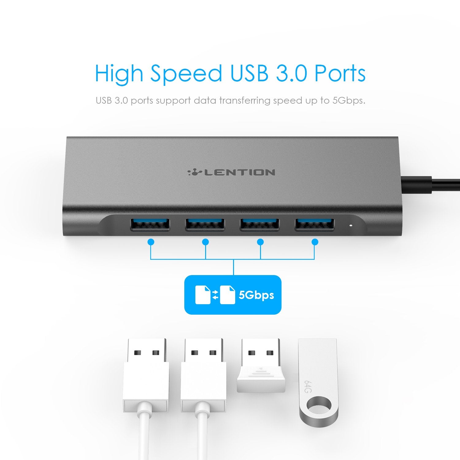 Bộ chuyển đổi USB-C 6 trong 1 Lention C35H-1M