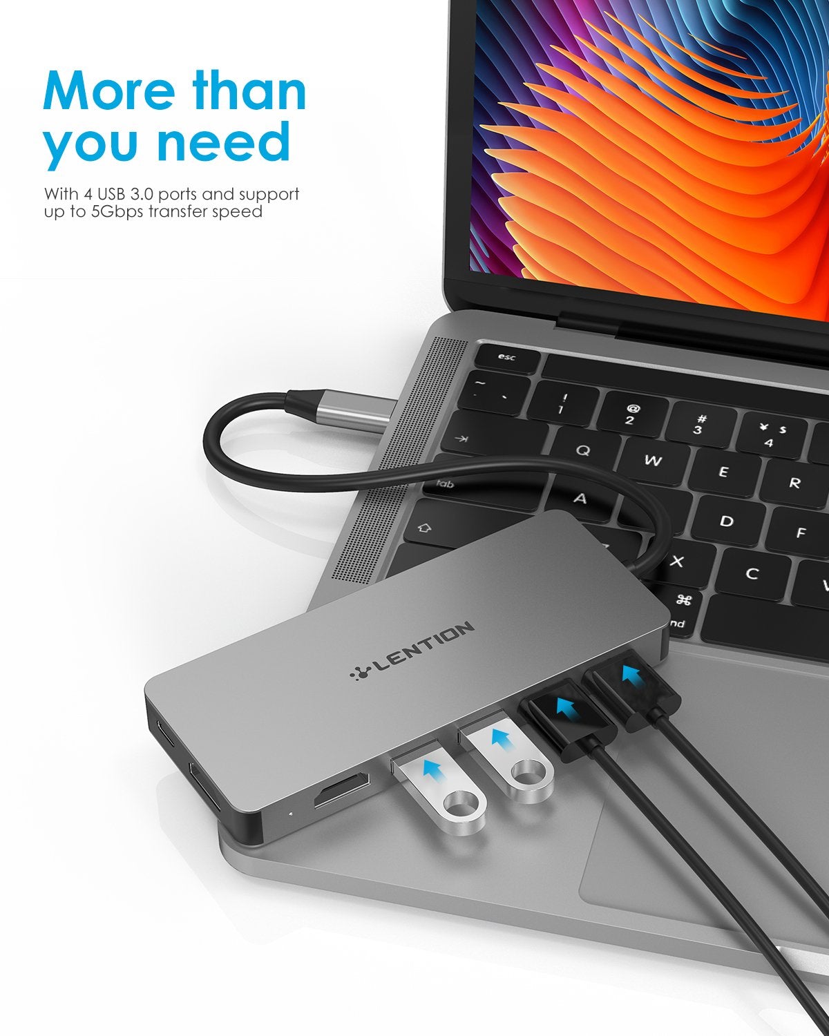 Bộ chuyển đổi USB-C 7 trong 1 Lention C45H