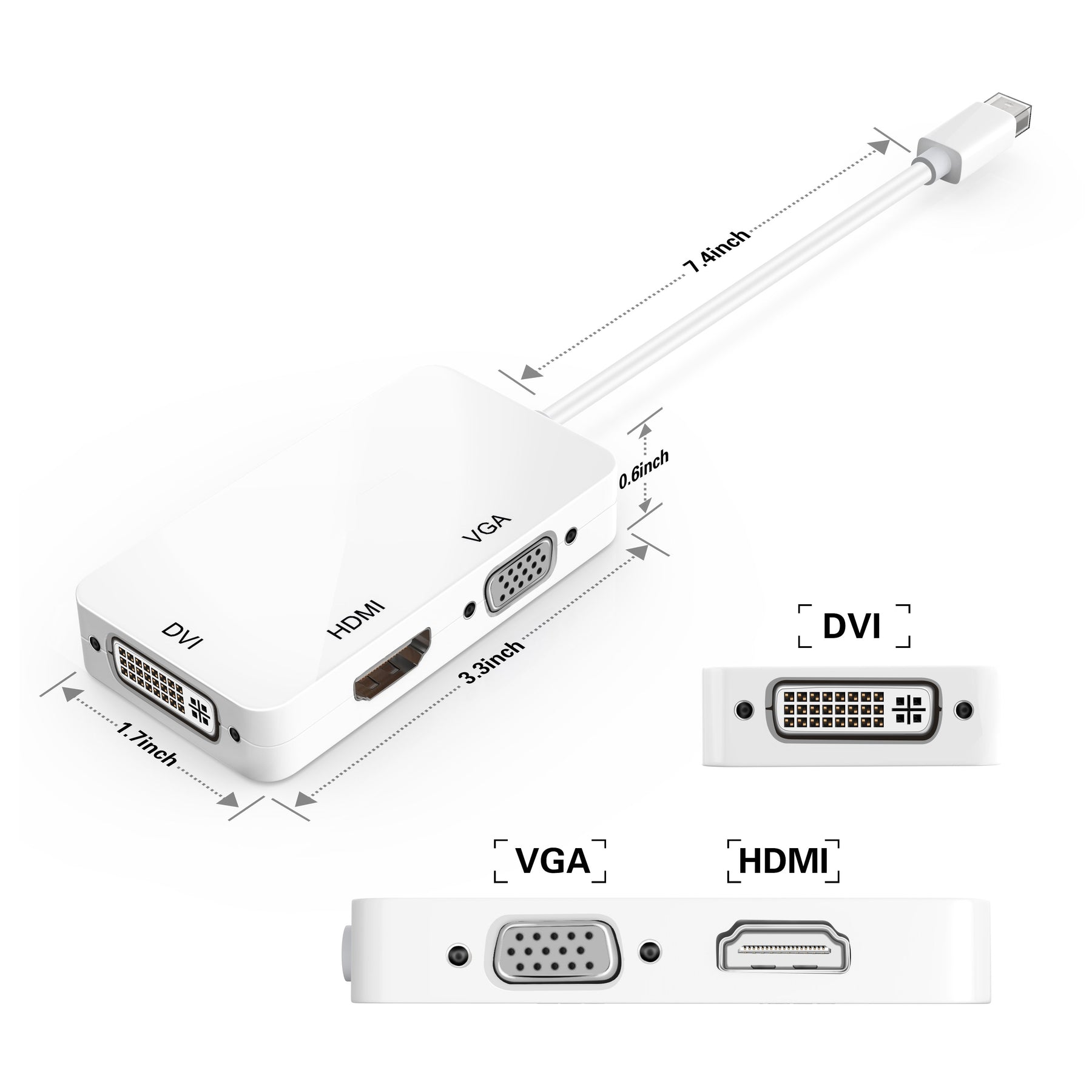 Bộ chuyển đổi USB-C 3 trong 1 Lention Mini DisplayPort to VGA/DVI/HDMI VDH