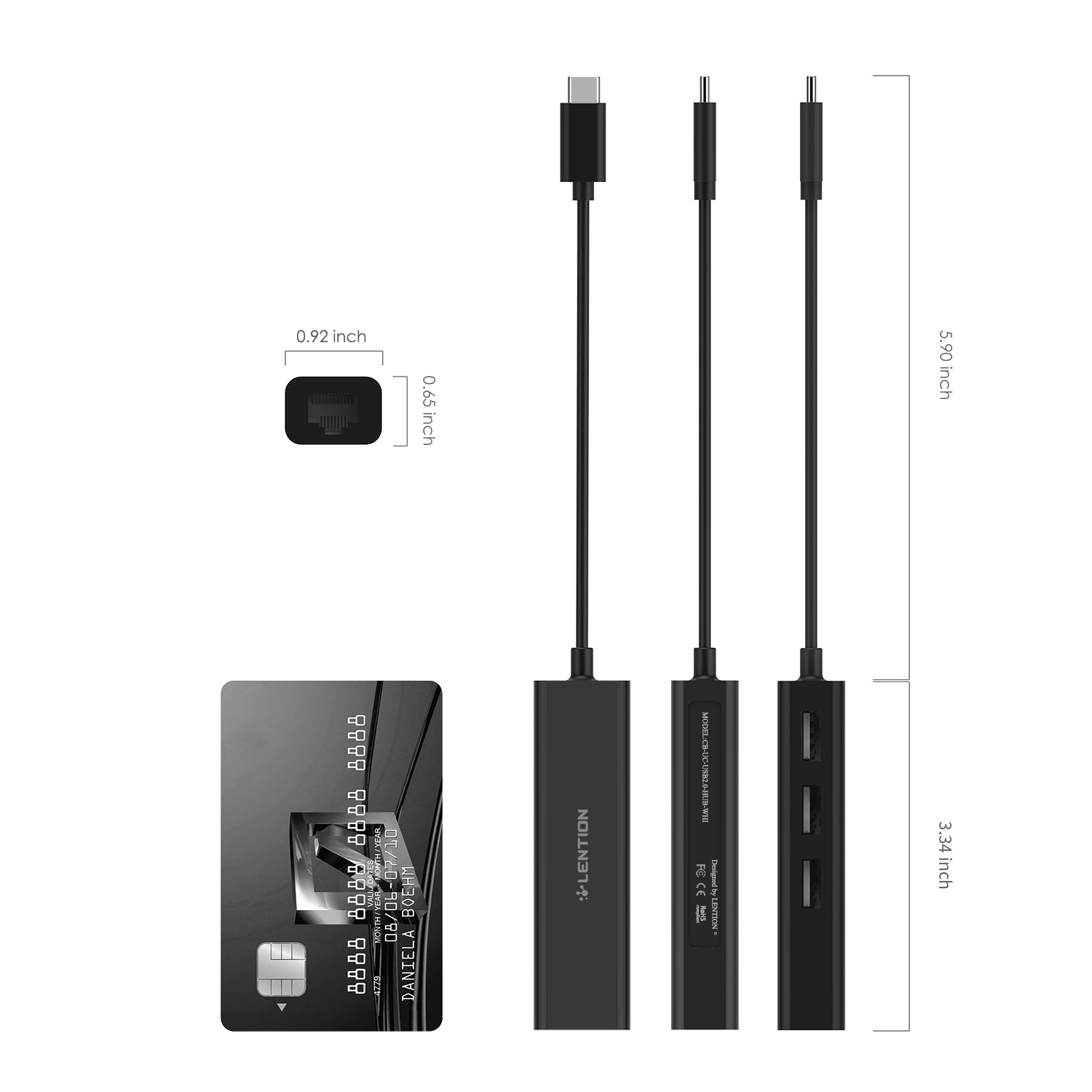 Bộ chuyển đổi USB-C 4 trong 1 Lention UC-USB2.0